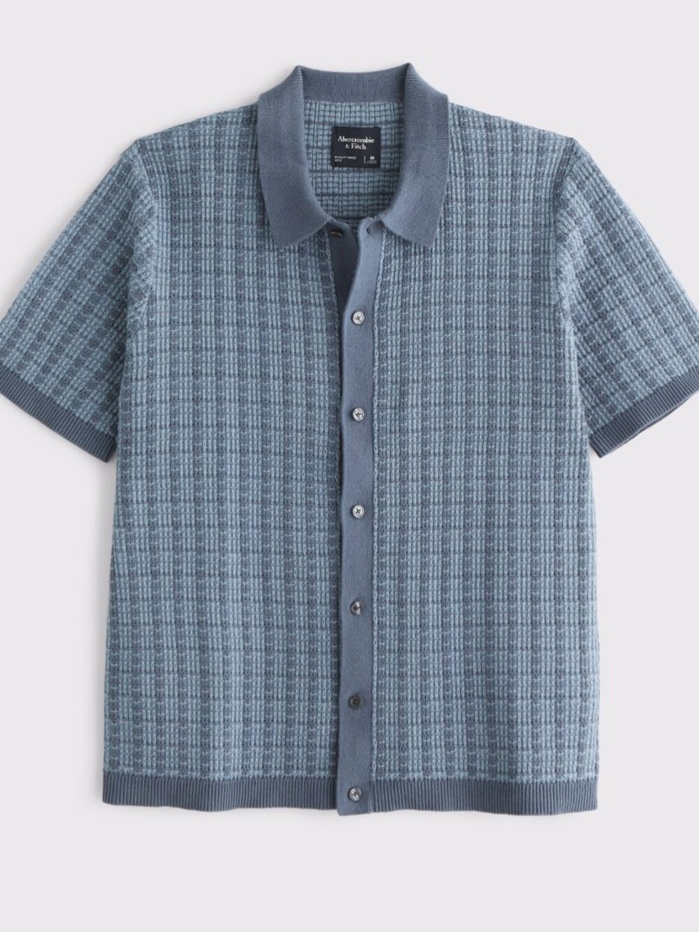 A&F Contrasted Stitch Button-Through Sweater Polo - M